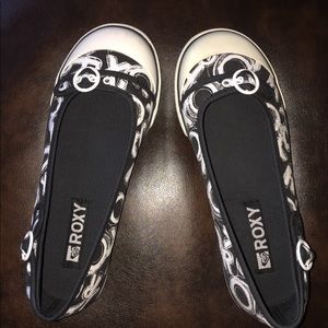 Roxy Blk/Wht Jump Rope Ballet Flats Shoe Women Sz6